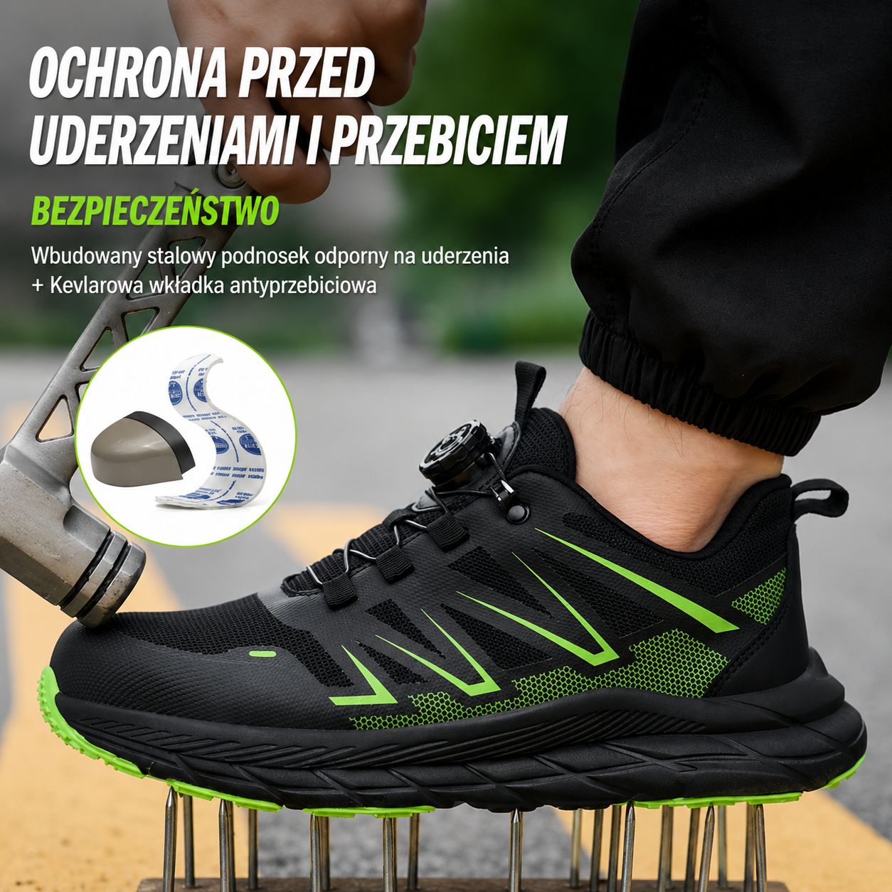Lekkie Buty Robocze z Metalowym Noskiem i Wkładką Kevlarową
