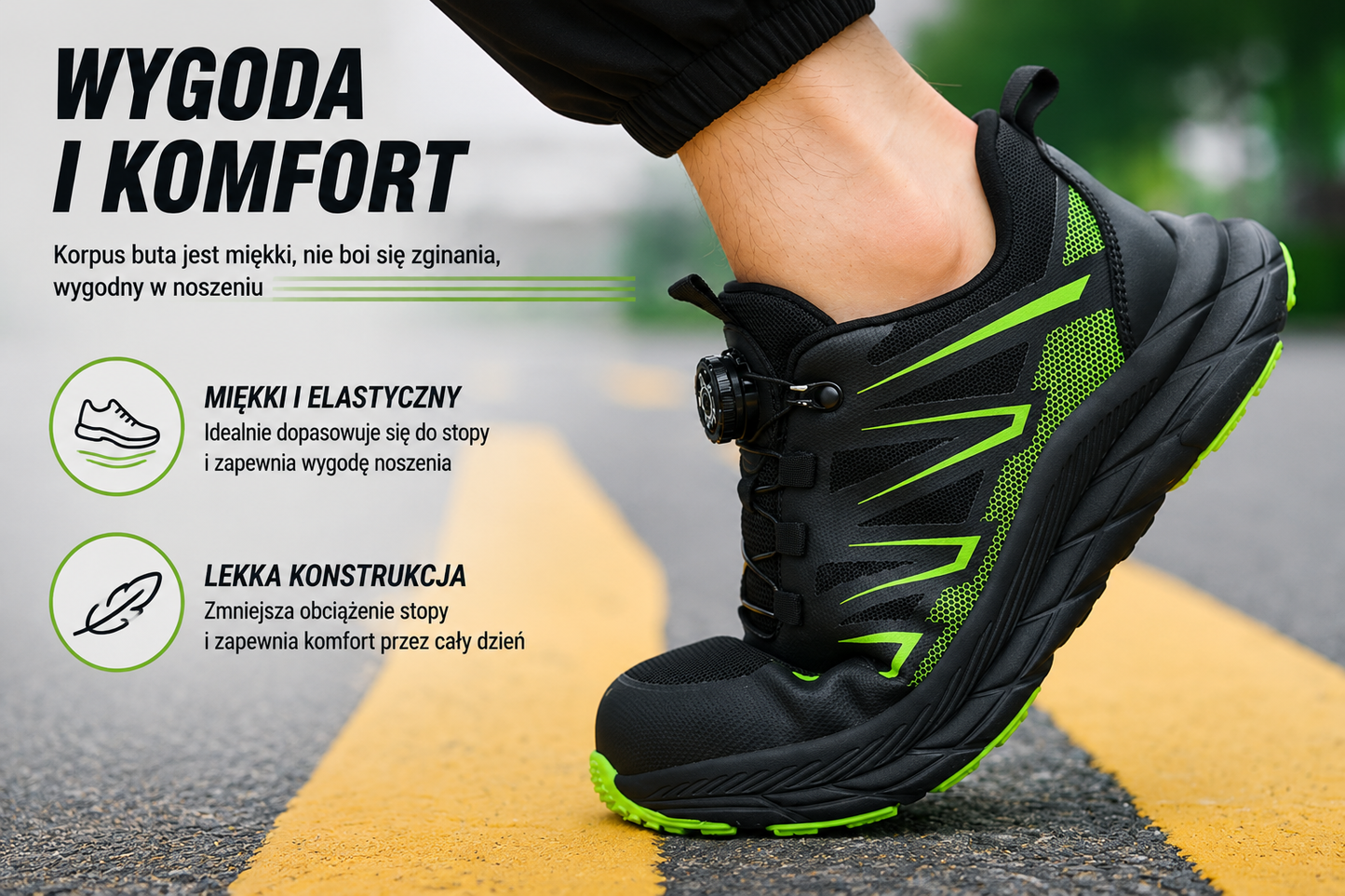 Lekkie Buty Robocze z Metalowym Noskiem i Wkładką Kevlarową